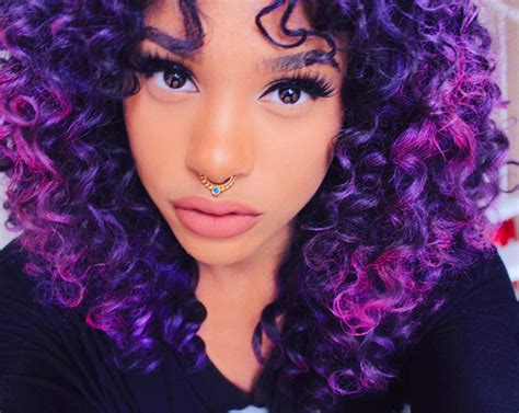 16 Gorgeous Ways Black Women Wear Purple Hair Curly Hair Styles Natural Hair Styles Purple Hair
