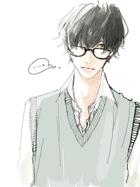 300 x 396 jpeg 42 кб. Anime guy with glasses on | Men_Handsome | Pinterest | L ...