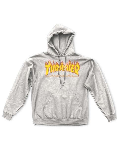 Thrasher Flame Logo Hoodie Grey Shredz Shop