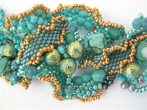Beautiful Turquoise Freeform Beaded Bracelet By Ibolya Bracelet