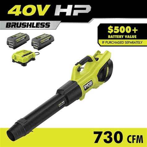 ryobi 40v hp brushless whisper series 190 mph 730 cfm cordless battery jet fan leaf blower with