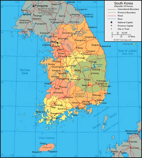South Korea Map And Satellite Image