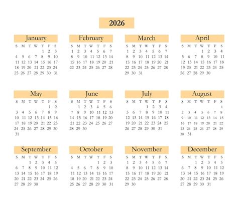 Premium Vector Simple Calendar 2026