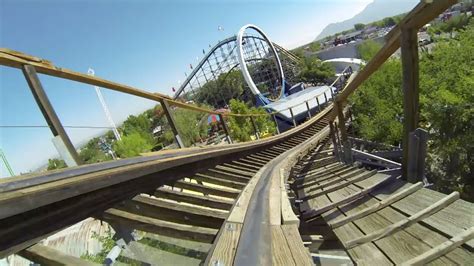 New Mexico Rattler Roller Coaster Pov Cliffs Amusement