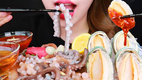 Asmr Raw Octopus Raw Abalone Eating Sounds Mukbang No Talking Youtube