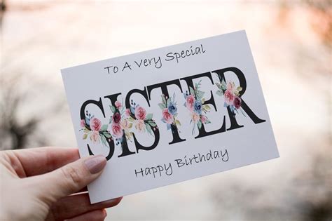 Special Sister Birthday Card Card For Sister Folksy