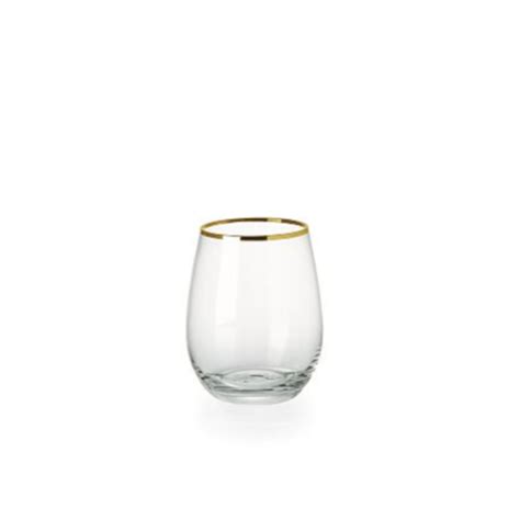 Gold Rim Stemless Wine Glass 12 Oz Rack Of 20 Atlanta Party Rentals