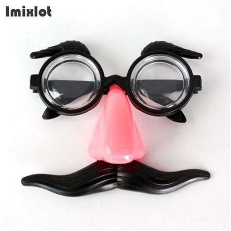 Costume Party Halloween Fake Red Nose Black Moustache Glasses Fancy Funny Glasses For Women And