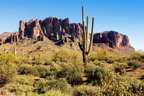Beautiful Superstition Mountains In The Arizona Desert Home To The