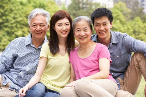 Portrait Of Chinese Parents With Adult Children Stock Image Image Of