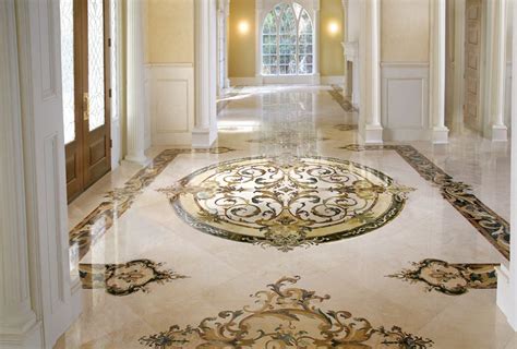 Custom Marble Floor Pattern Design Round Waterjet Medallion Tile Pfm