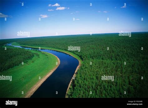 Aerial View Of Yenisey River Surroundings Of Igarka Siberia Russia