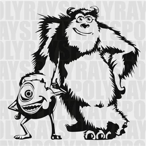 Monster clipart clip art digital monster cute little silly monsters. Monsters Inc. SVG Sulley and Mike EPS Stencil Vector