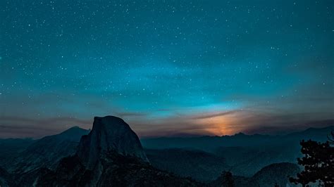 Ns52 Mountain Night Sky Star Space Nature Wallpaper
