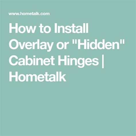 4.2 out of 5 stars. How to Install Overlay or "Hidden" Cabinet Hinges (With ...