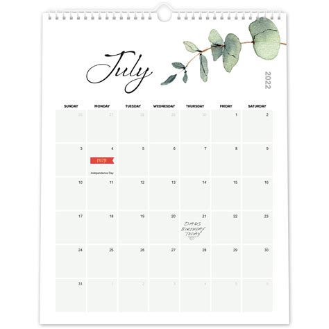 Buy Aesthetic Vertical Greenery Wall Calendar Runs From June 2022
