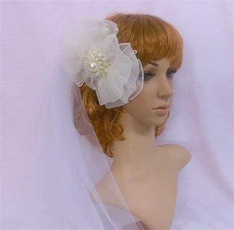 Ivory Bridal Bow Ivory Chiffon Bridal Hair Bow Pearls Crystal Bridal