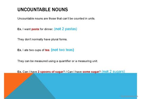 Countable And Uncountable Nouns Gram English Esl Powerpoints
