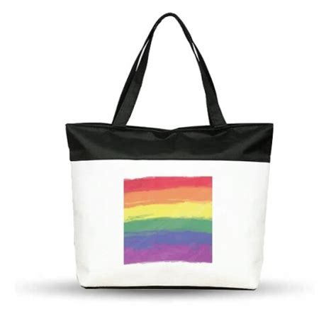 Stippling Rainbow Lgbt Cotton Canvas Tote Bag Grocery Shopping On Onbuy