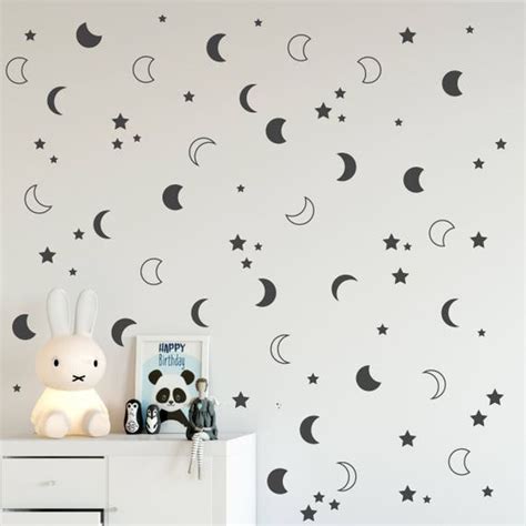 Moon And Stars Wall Decals Crescent Moon Wall Decor Nursery Etsy