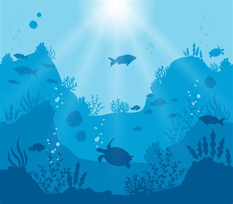 Deep Blue Underwater World Silhouette 1233800 Vector Art At Vecteezy
