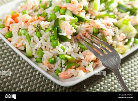 Rice Salad With Salmonrice Salad With Salmon Stock Photo Alamy