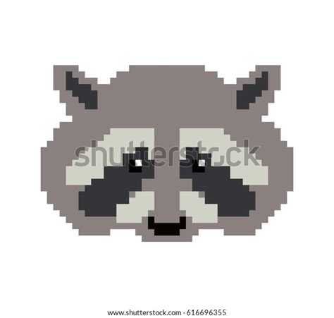 Raccoon Head Pixel Art Style Made 스톡 벡터로열티 프리 616696355 Shutterstock