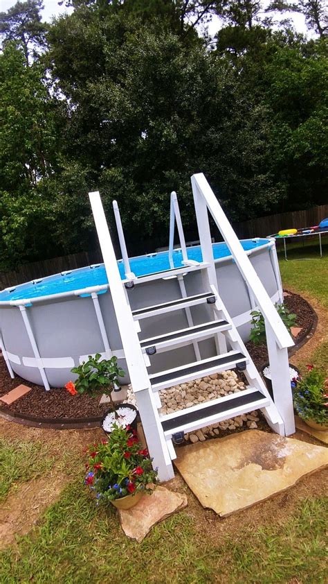 Pin By Stacey Steele On Deck Backyard Pool Landscaping Pool Steps