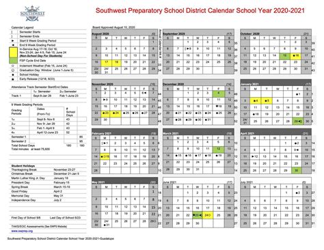 2020 21 School Calendar Parents And Students Southwest Preparatory