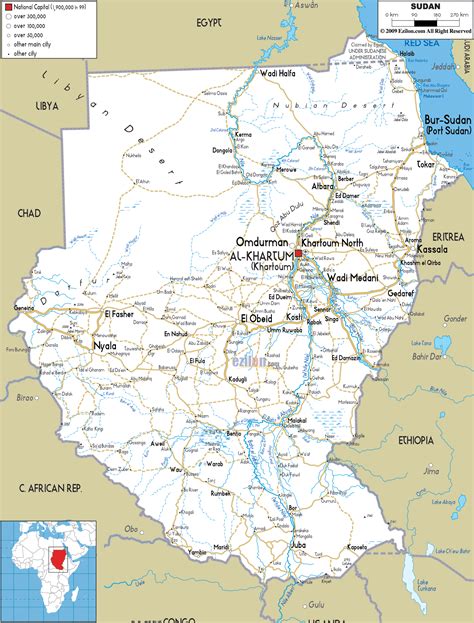 Detailed Clear Large Road Map Of Sudan Ezilon Maps