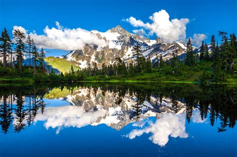 Picture Lake Reflections Landscape Around Mount Baker Washington Image