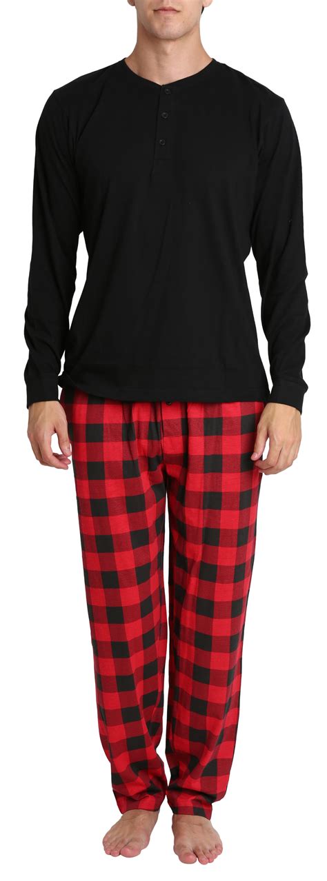 Adult Mens Knit Long Sleeve Pajama Jammies Shirt And Big And Tall Pant