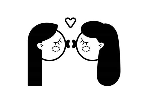 Drawing Of A Lesbians Kissing Illustrations Royalty Free Vector