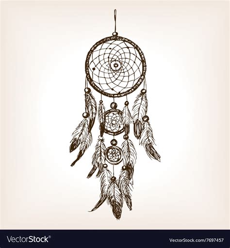 Dreamcatcher Hand Drawn Sketch Style Royalty Free Vector