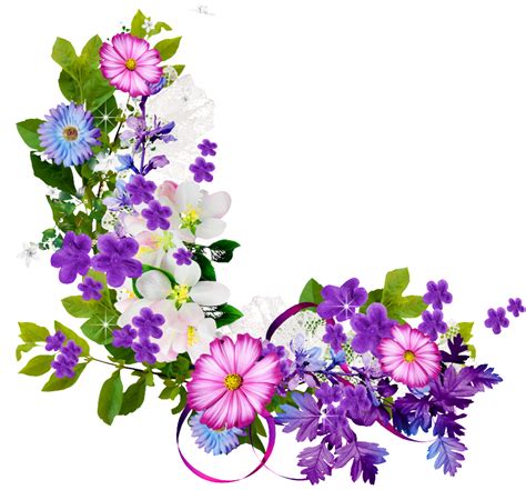 View Full Size Bouquet Of Purple Flowers Border Png Download Free