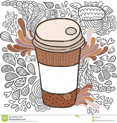 Cute Cartoon Doodle Coffee Cup Stock Photos Image 34005763