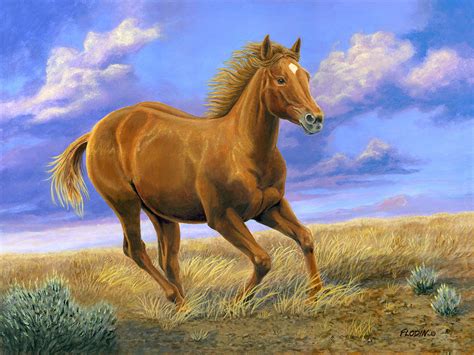 Quarter Horse Running Galloping Horse Equine Painting Animal Nature