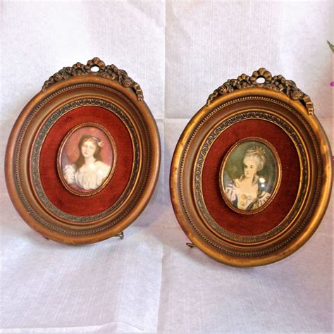 2 Framed Portrait Miniatures ~ Mme Lambert De Morigney And Cecile Voluge