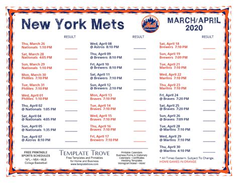 The official site of the syracuse mets syracuse mets. Printable 2020 New York Mets Schedule