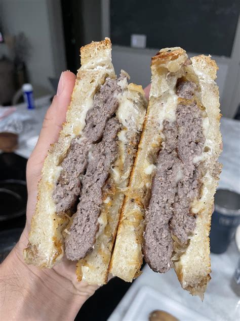 Patty Melt On Rye With Caramelized Onions And Swiss Dining And Cooking