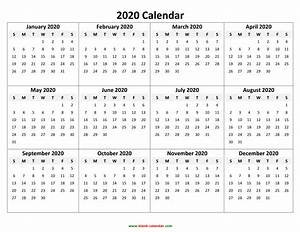 Yearly Calendar 2020 Free Download And Print