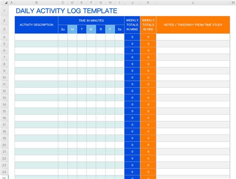 Daily Activity Log Template Excel Database Letter Templates