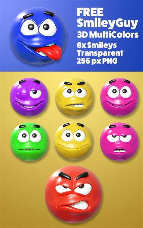 Free Smileyguy Collection Of Colored 3d Smileys Emoticons Callouts