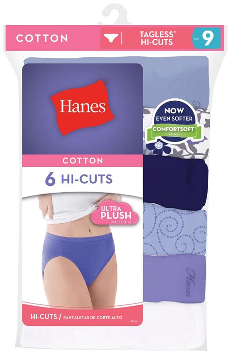 Hanes Womens Underwear 6 Pack Cotton Hi Cuts Multicolored