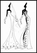 Pages Coloring Fashion Dresses Getcolorings Dress sketch template