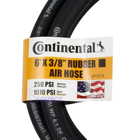 Continental Rubber Air Hose 6 Feet X 38 Inch 250 Psi Oil Resistant Bl