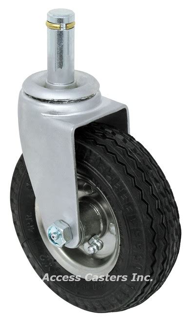 6met Pneu 6 Wire Stem Caster With Brake Foam Filled Pneumatic Wheel