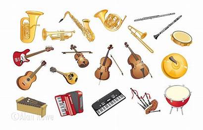 Instruments Musical Cartoon Clipart Violin Illustrations Cliparts