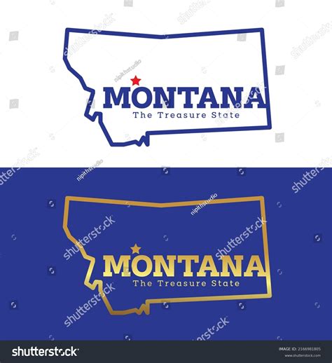 Montana Treasure State On White Blue Stock Vector Royalty Free