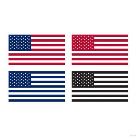 Free American Flag Set Vector Eps Illustrator  Png Svg